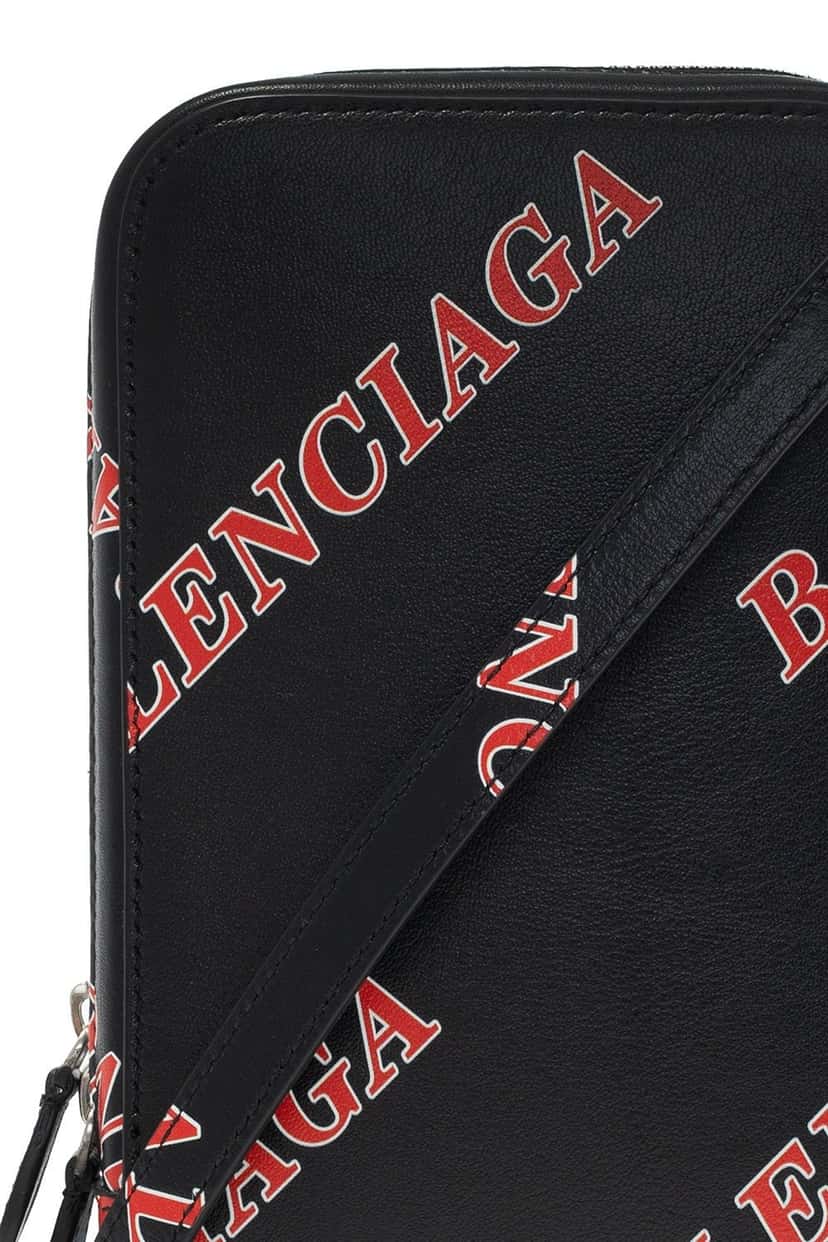 Balenciaga Balenciaga Black Calfskin Leather Sport Print Phone Holder Bag Black Leather Never worn - Box View