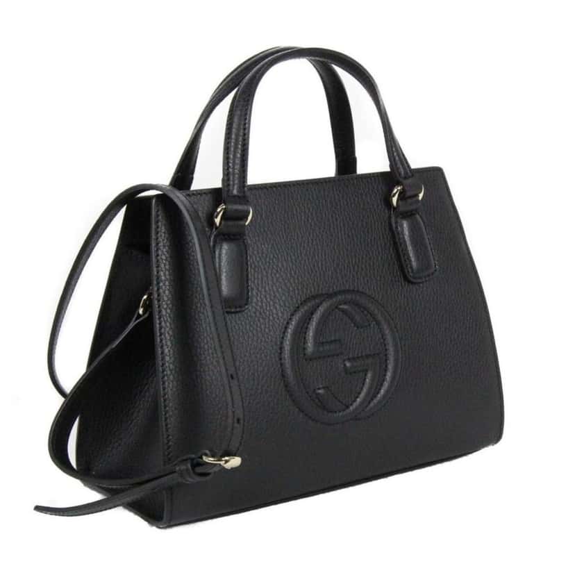 Gucci Gucci Soho Leather Structured Small Tote Crossbody Bag Black Black Leather Never worn - Front View