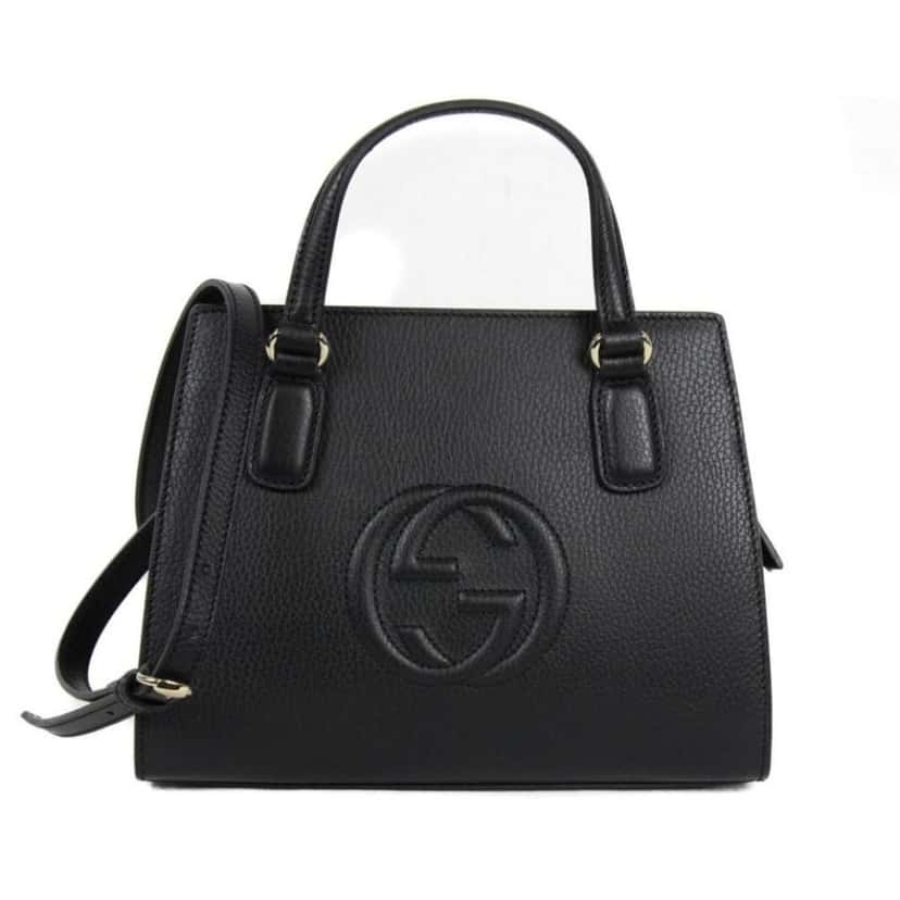 Gucci Gucci Soho Leather Structured Small Tote Crossbody Bag Black Black Leather Never worn - Model View