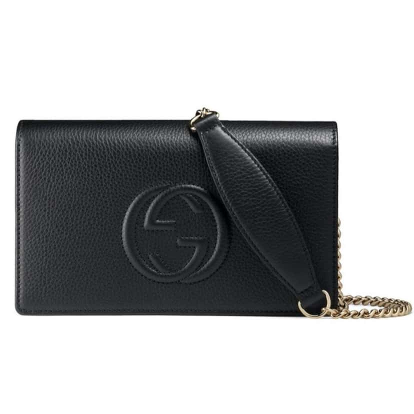 Gucci Gucci Soho Chain Wallet Crossbody Bag Black Leather Interlocking GG Black Leather Good condition - Front View
