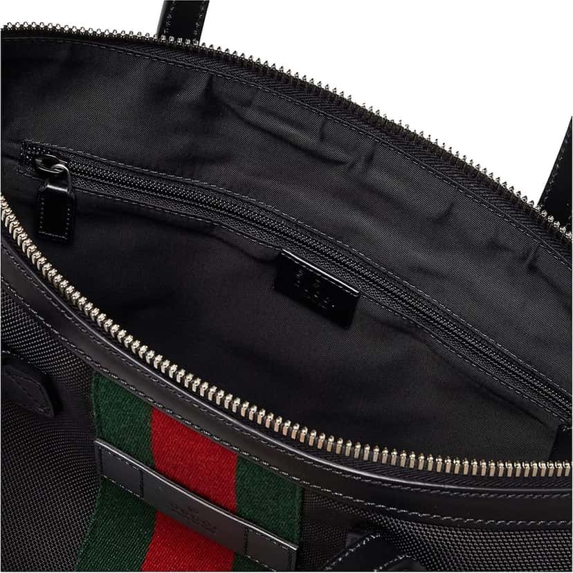 Gucci Gucci Techno Web Stripe Black Canvas Large Duffle Bag Crossbody Travel Bag Black Canvas Never worn - Model View
