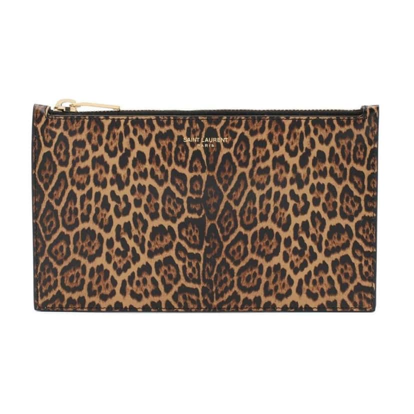 Saint Laurent Saint Laurent Leopard Printed Calfskin Leather Small Pouch Black Leather Good condition - Front View