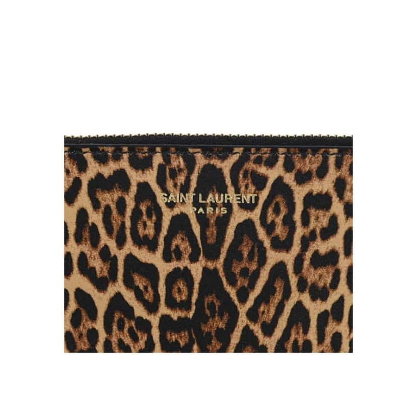 Saint Laurent Saint Laurent Leopard Printed Calfskin Leather Small Pouch Black Leather Good condition - Box View