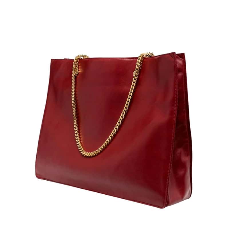Saint Laurent Saint Laurent Siena Ultra Lux Red Calf Leather Chain Shoulder Tote Bag Red Leather Good condition - Model View