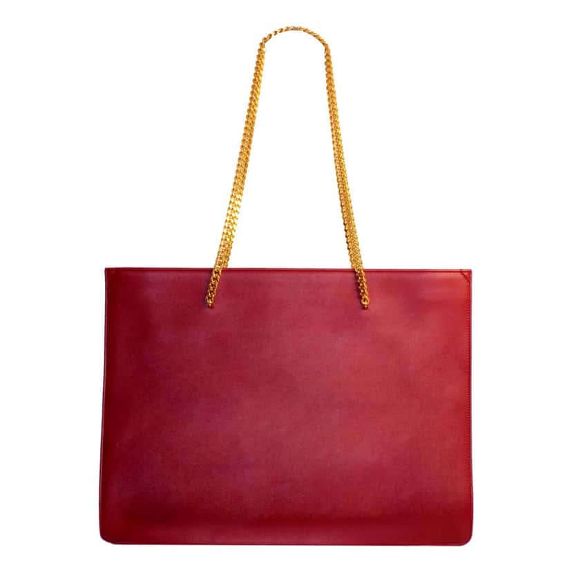 Saint Laurent Saint Laurent Siena Ultra Lux Red Calf Leather Chain Shoulder Tote Bag Red Leather Good condition - Box View