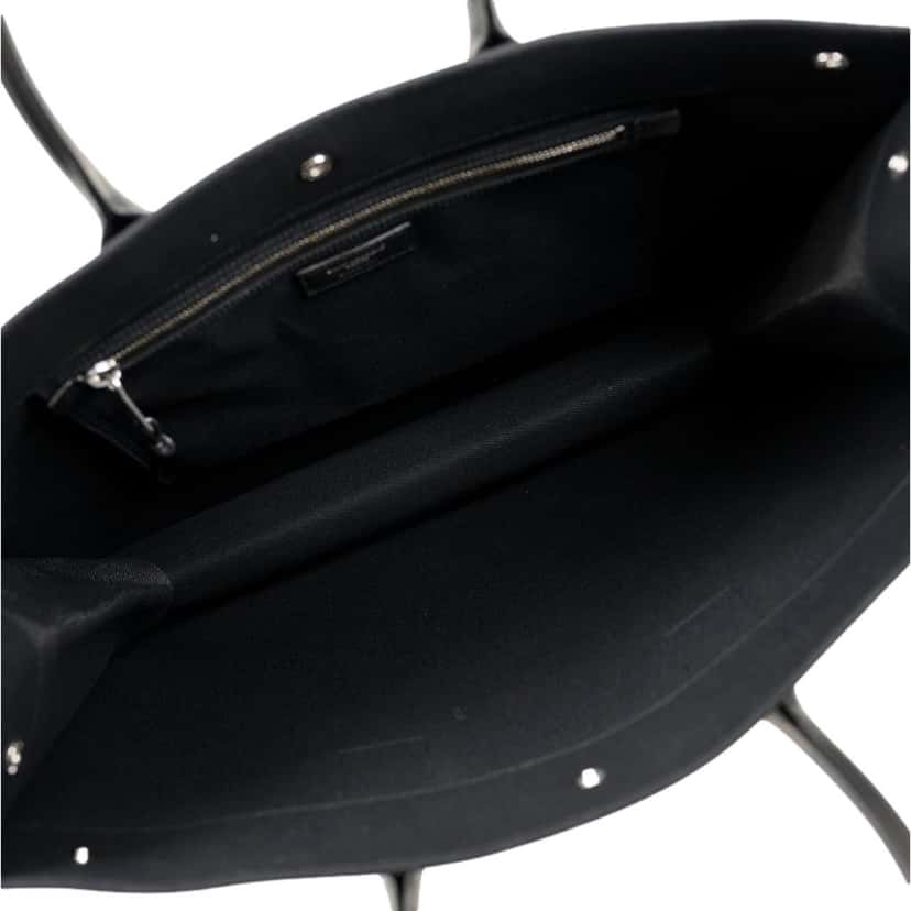 Saint Laurent Saint Laurent Rive Gauche Black Canvas Leather Trim Tote Bag Black Leather Never worn - Inside View