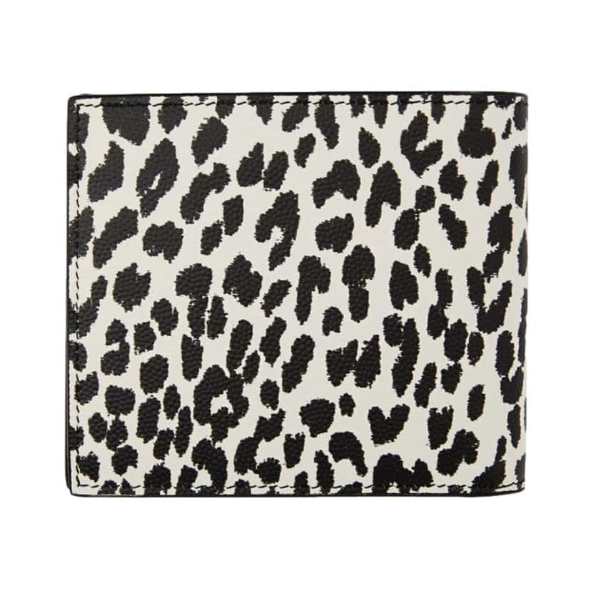Saint Laurent Saint Laurent BabyCat Leopard Print Black and White Leather Bifold Wallet Black Leather Never worn - Back View