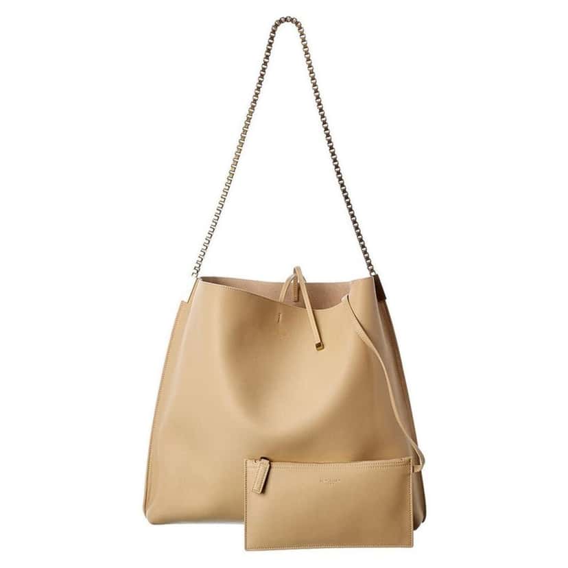 Saint Laurent Saint Laurent Suzanne Beige Calfskin Leather Chain Hobo Bag Beige Leather Good condition - Front View