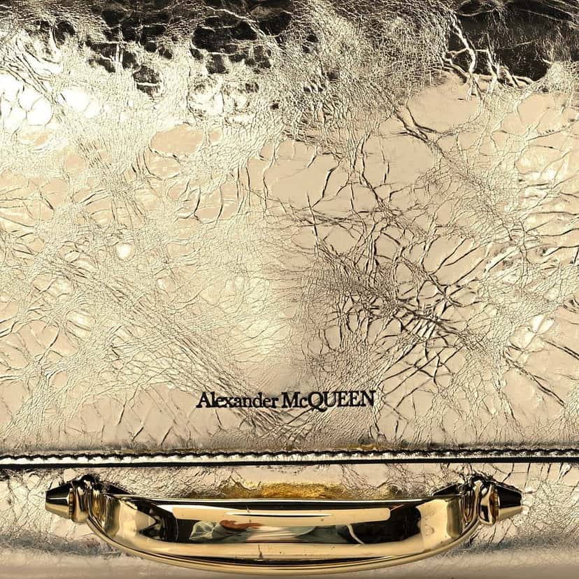 Alexander McQueen Alexander McQueen Small Story Gold Crash Calf Leather Shoulder Bag Gold Leather Never worn - Back View