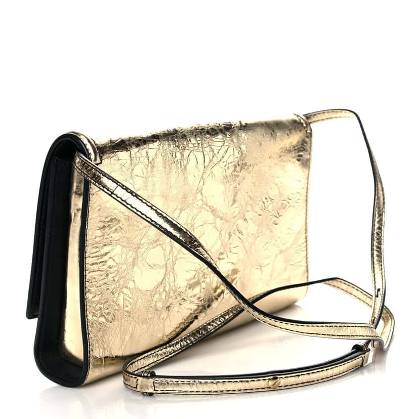 Alexander McQueen Alexander McQueen Small Story Gold Crash Calf Leather Shoulder Bag Gold Leather Never worn - Inside View