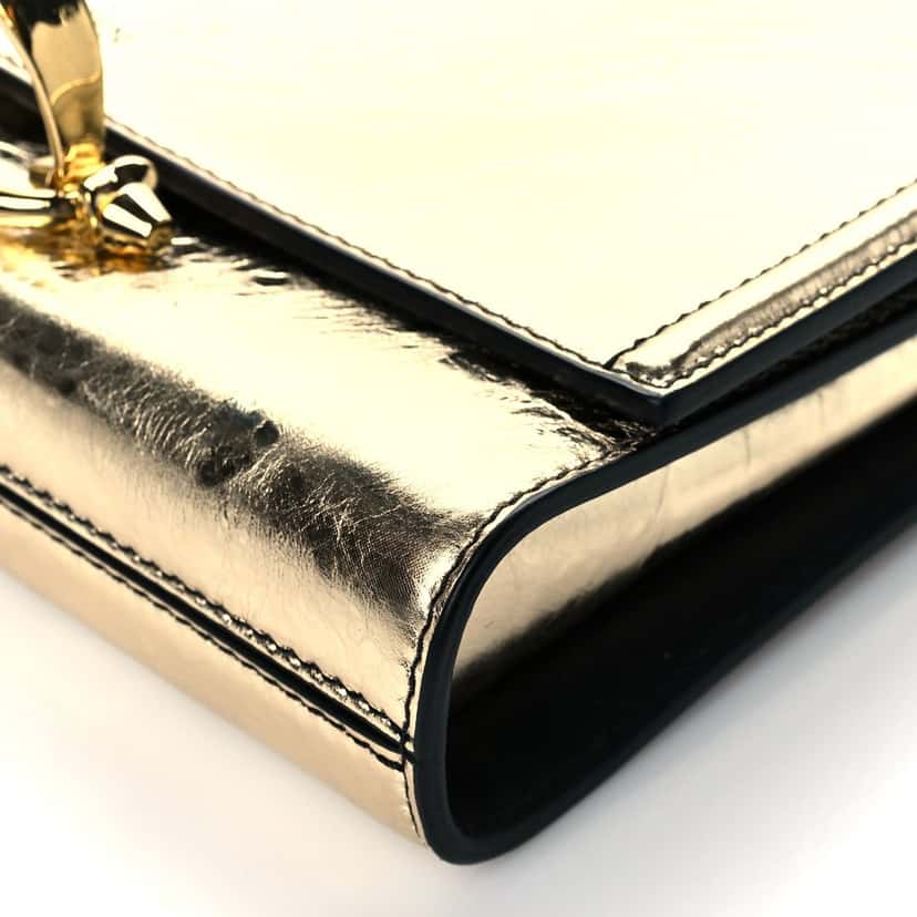 Alexander McQueen Alexander McQueen Small Story Gold Crash Calf Leather Shoulder Bag Gold Leather Never worn - Box View