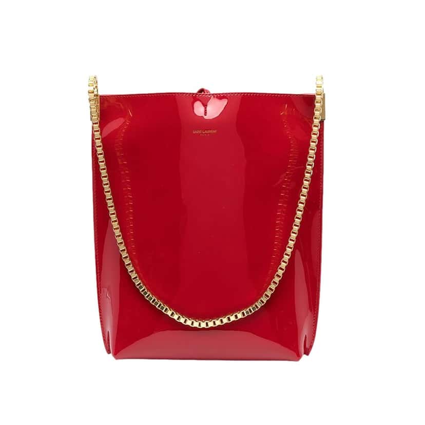 Saint Laurent Saint Laurent Suzanne Red Patent Leather Small Chain Hobo Bag Red Leather Never worn - Front View