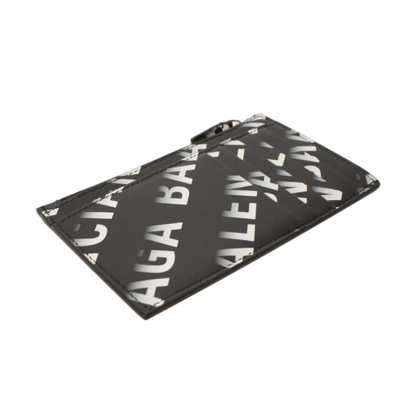 Balenciaga Balenciaga Black Leather Gradient Logo Small Zip Card Wallet Black Leather Never worn - Model View