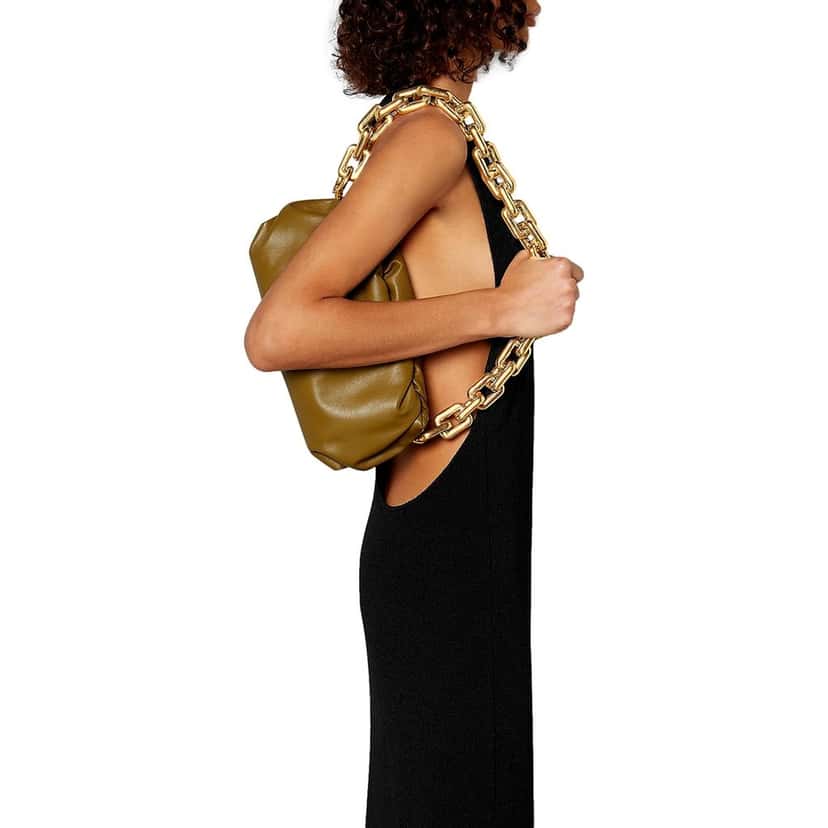 Bottega Veneta Bottega Veneta The Chain Pouch Brown Calfskin Leather Shoulder Bag Brown Leather Never worn - Back View