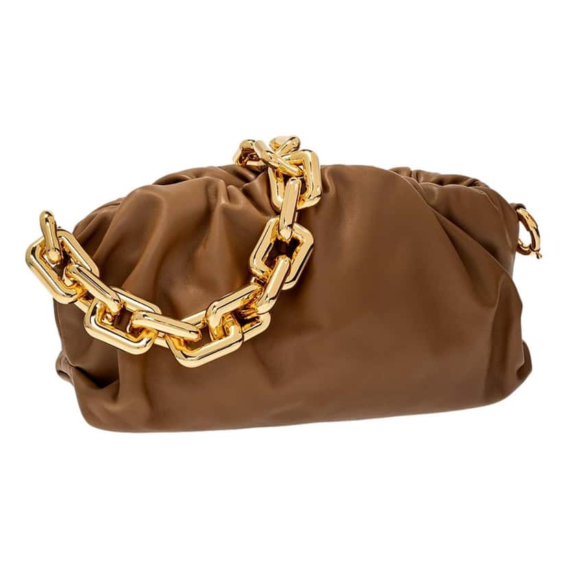 Bottega Veneta Bottega Veneta The Chain Pouch Brown Calfskin Leather Shoulder Bag Brown Leather Never worn - Model View