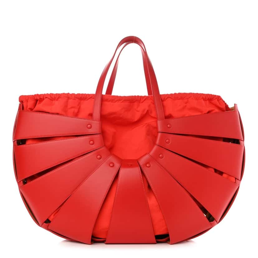 Bottega Veneta Bottega Veneta The Shell Chili Tomato French Calfskin Leather Shoulder Bag Red Leather Never worn - Front View