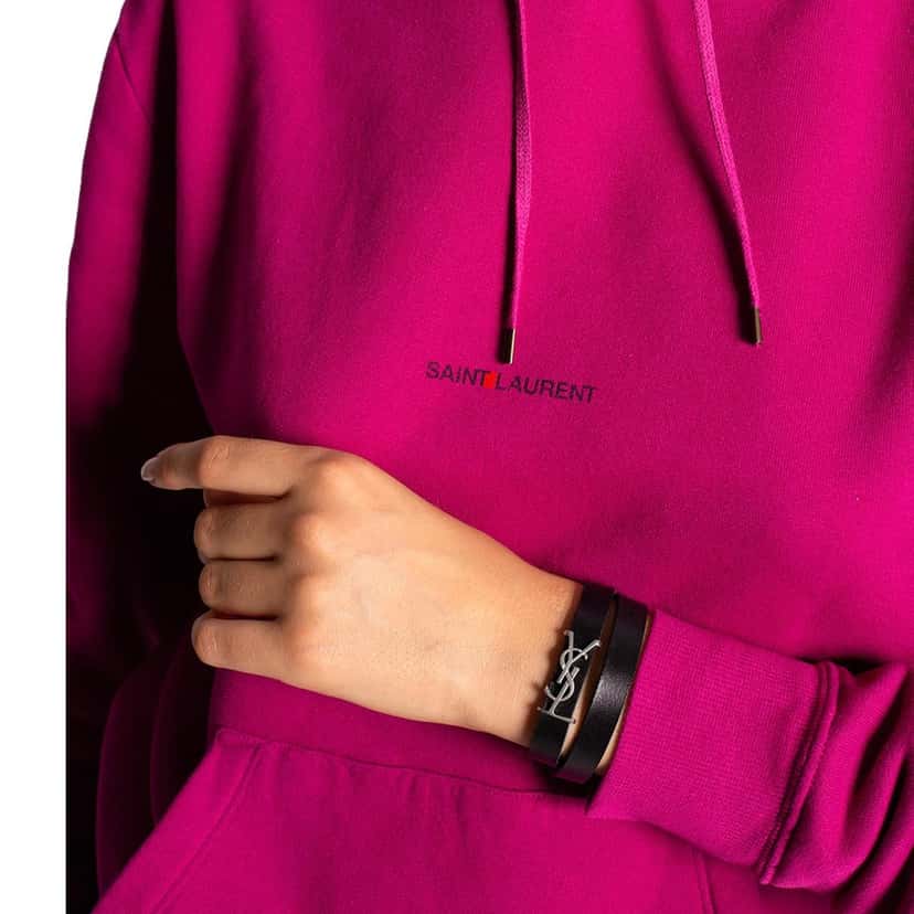 Saint Laurent Saint Laurent Monogram Black Leather Bracelet Black Leather Never worn - Back View