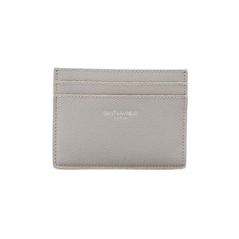Saint Laurent Saint Laurent Grey Grain de Poudre Leather Credit Card Case Wallet Grey Leather Good condition - Front View