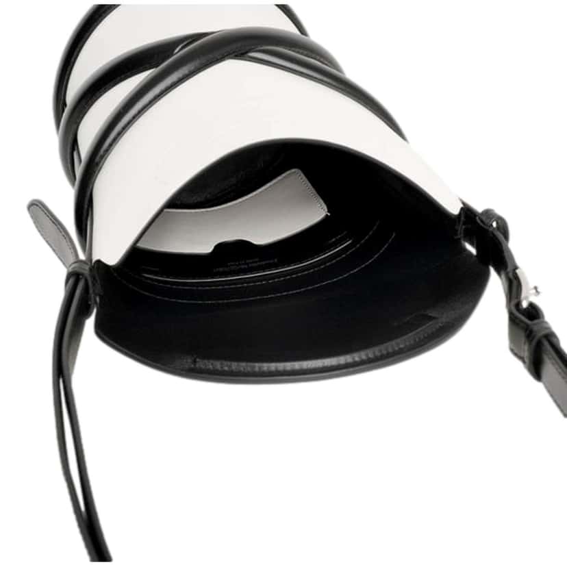 Alexander McQueen Alexander McQueen Curve Soft Ivory Black Calfskin Bucket Bag White Leather Never worn - Model View