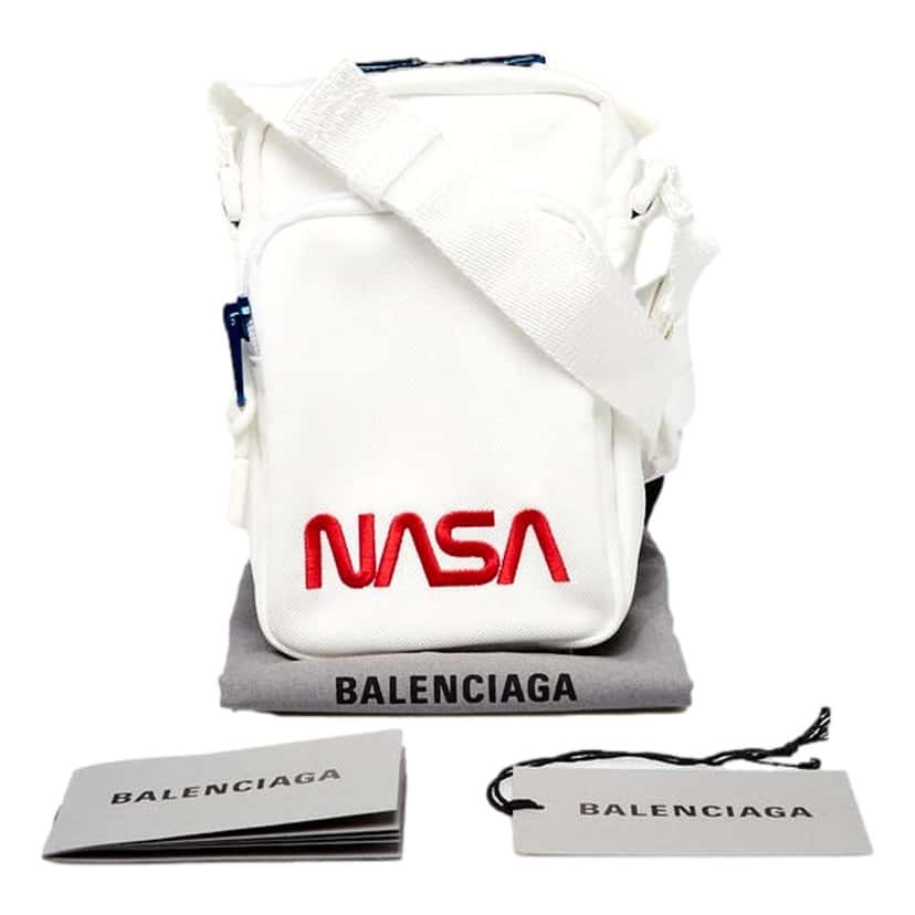 Balenciaga Balenciaga Nasa Logo Phone Holder Crossbody Bag White Recycled Nylon White Leather Never worn - Back View