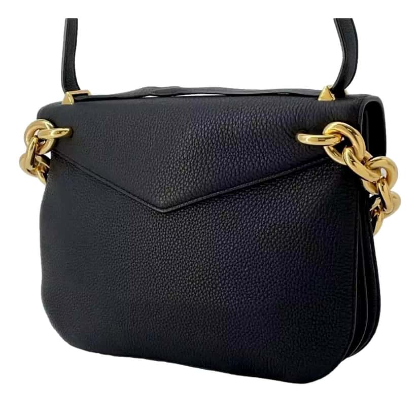 Bottega Veneta Bottega Veneta Mount Medium Envelope Black Leather Shoulder Bag Gold Chain Gold Leather Never worn - Inside View