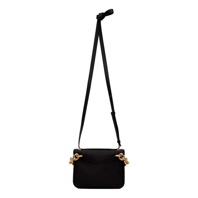 Bottega Veneta Bottega Veneta Calfskin Mount Envelope Crossbody Bag Black and Gold Black Leather Never worn - Model View