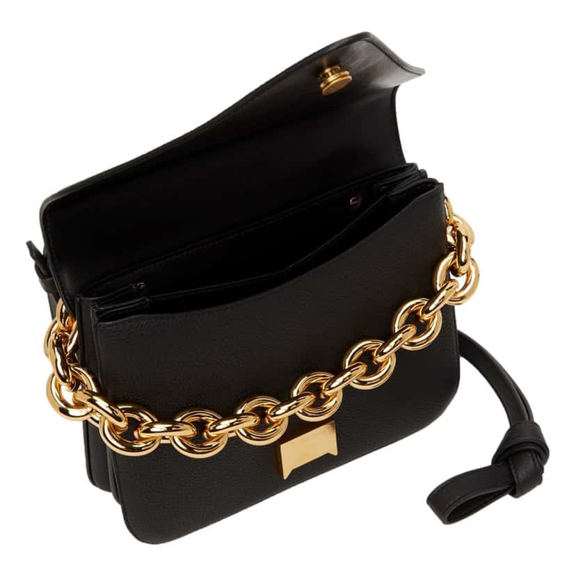 Bottega Veneta Bottega Veneta Calfskin Mount Envelope Crossbody Bag Black and Gold Black Leather Never worn - Box View