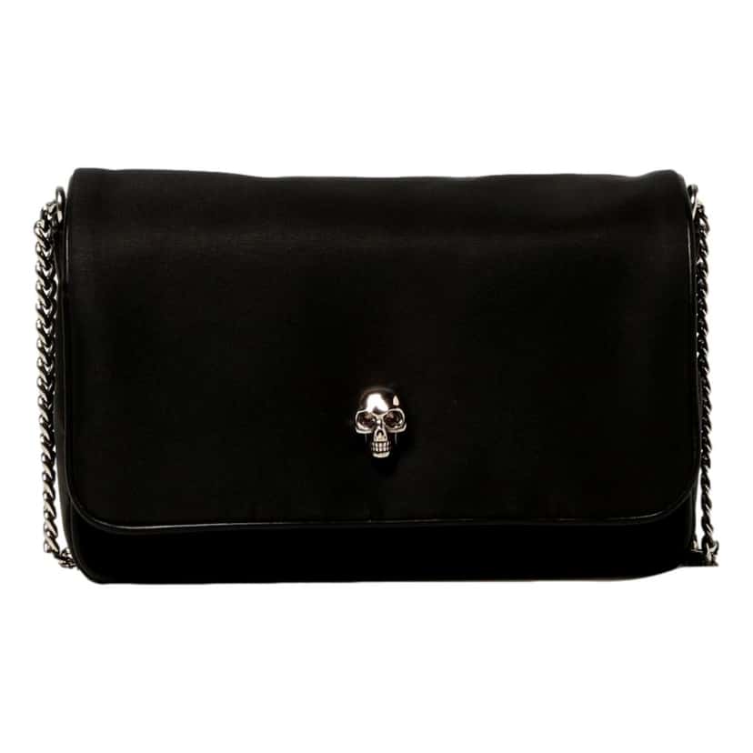 Alexander McQueen Alexander McQueen Small Black Nylon Skull Shoulder Bag Black Leather Never worn - Front View