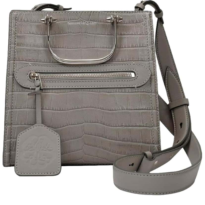 Alexander McQueen Alexander McQueen The Short Story Grey Croc Print Leather Satchel Other Leather Never worn - Front View