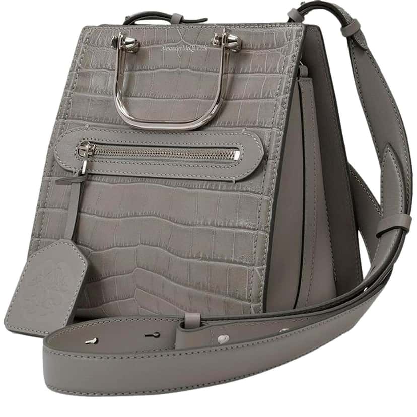 Alexander McQueen Alexander McQueen The Short Story Grey Croc Print Leather Satchel Other Leather Never worn - Back View