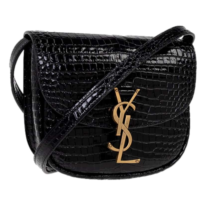 Saint Laurent Saint Laurent Kaia Croc Embossed Leather Small Crossbody Bag Black Black Leather Never worn - Back View