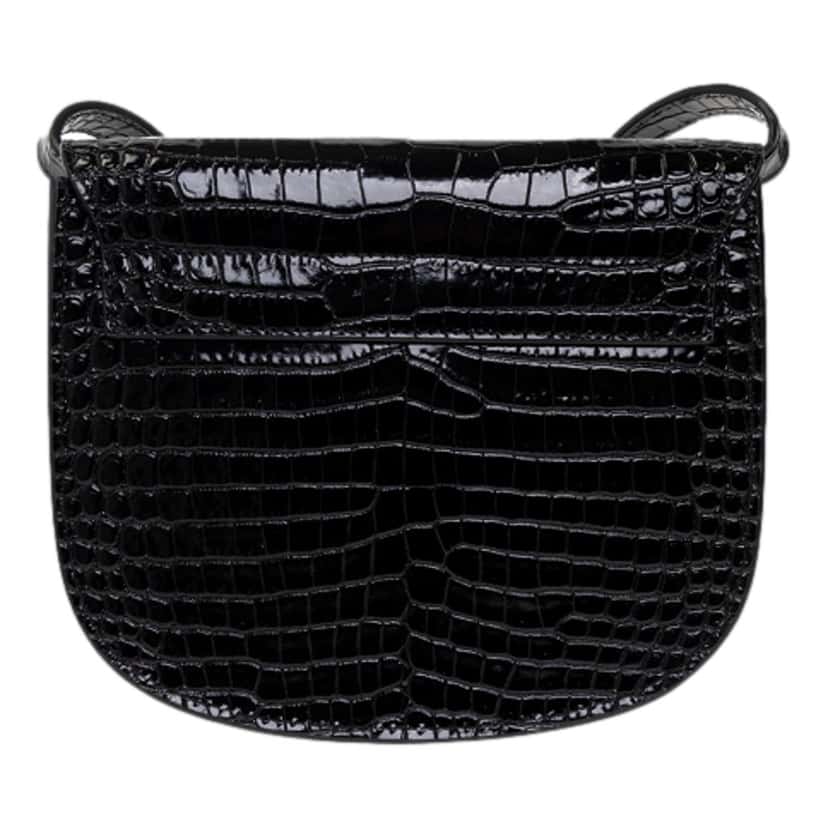 Saint Laurent Saint Laurent Kaia Croc Embossed Leather Small Crossbody Bag Black Black Leather Never worn - Inside View