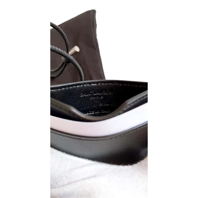 Saint Laurent Saint Laurent Croc Embossed Black Lanyard Card Case Wallet Black Leather Never worn - Box View