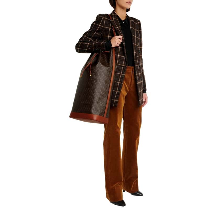 Saint Laurent Saint Laurent Le Monogramme Coated Canvas Leather Brown Oversized Bucket Bag Brown Leather Never worn - Box View