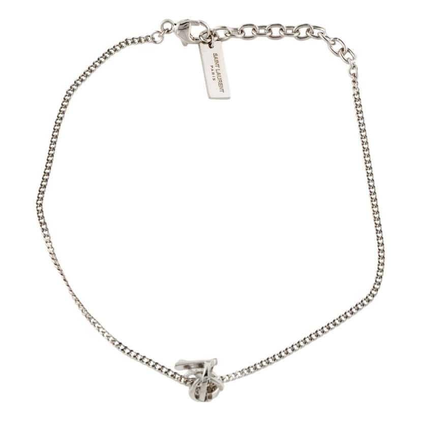 Saint Laurent Saint Laurent Monogram Twist Silver Metal Chain Bracelet Silver Never worn - Box View
