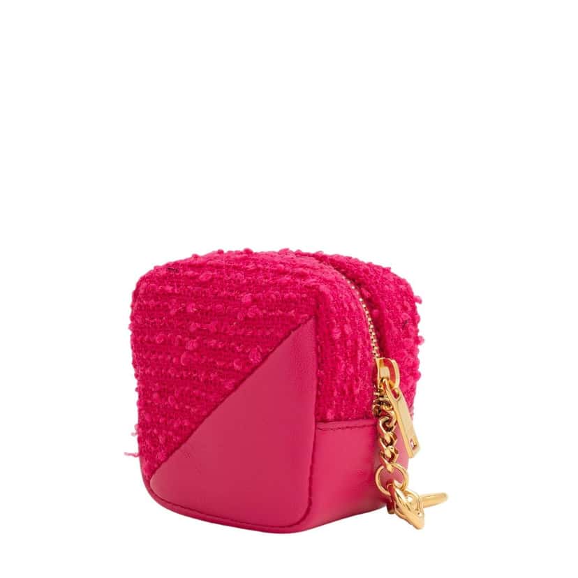 Saint Laurent Saint Laurent Jamie YSL Keyring Cube Magenta Tweed Leather Pink Leather Never worn - Back View