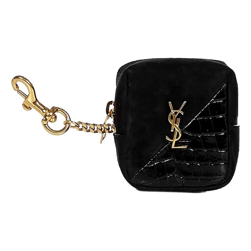 Saint Laurent Saint Laurent Jamie YSL Keyring Cube Black Crocodile Print Leather Black Leather Never worn - Front View