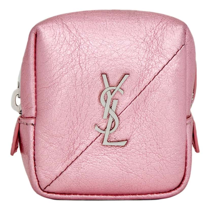 Saint Laurent Saint Laurent Jamie YSL Keyring Cube Pink Leather Pink Leather Never worn - Front View