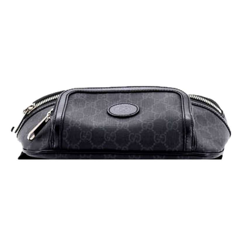 Gucci Gucci Interlocking G Patch Belt Bag GG Coated Canvas Black 90 Black Leather Never worn - Inside View