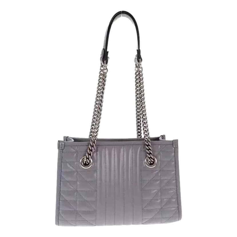 Gucci Gucci GG Marmont Silver Medium Chain Shoulder Tote Bag Gray Leather Other Leather Never worn - Inside View