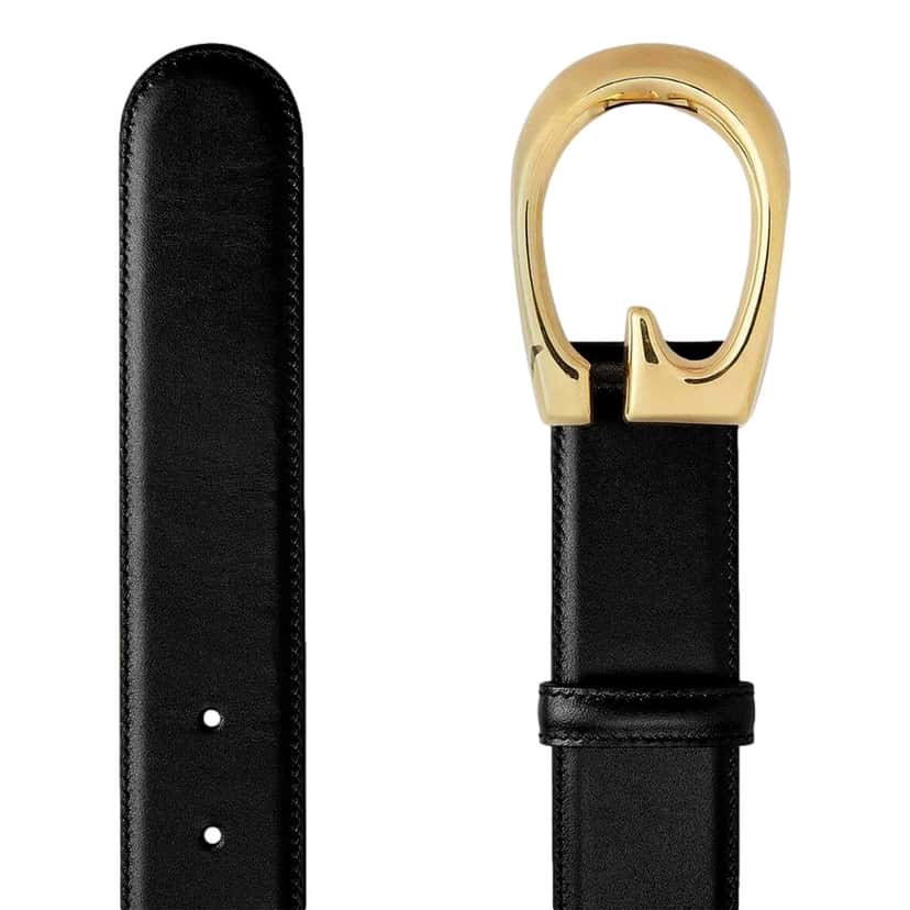 Gucci Gucci G Boarded Dyana Lux Gold Belt Black Leather Size 70/28 Black Leather Never worn - Inside View