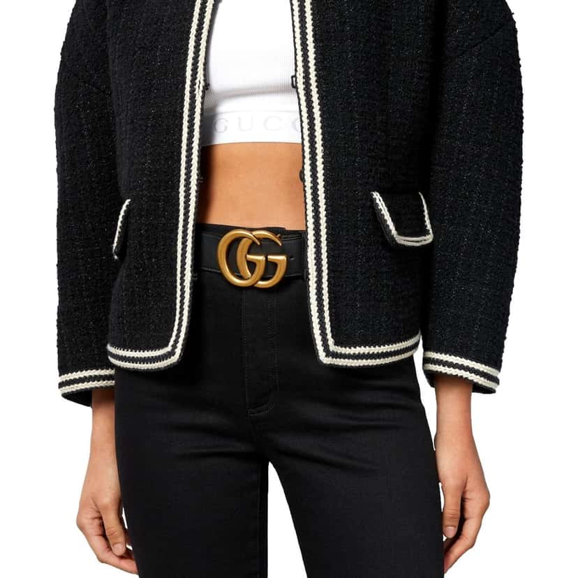 Gucci Gucci GG Marmont Wide Belt Size 120 Black Leather Never worn - Inside View
