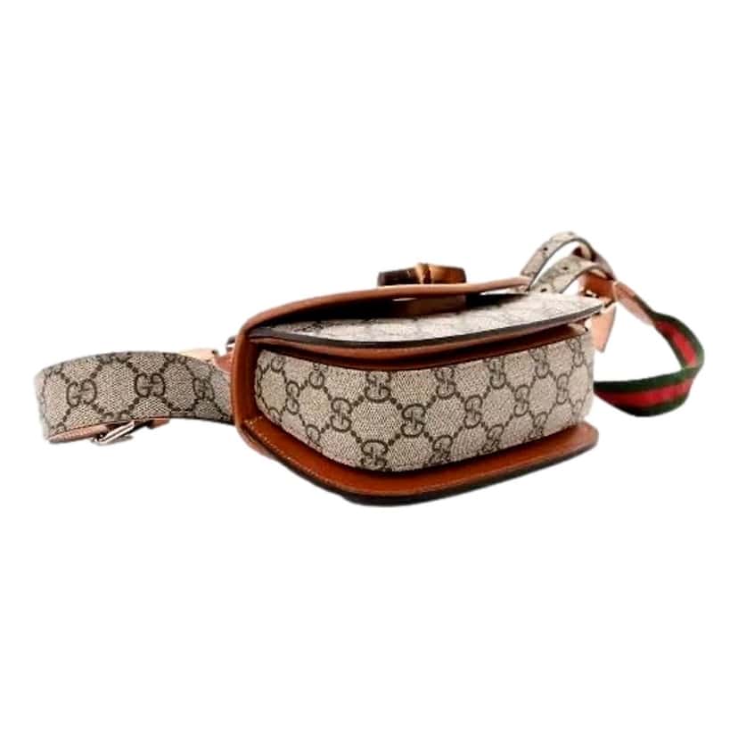 Gucci Gucci GG Supreme Bamboo 1947 Mini Belt Bag Beige Monogram Canvas Beige Leather Never worn - Box View