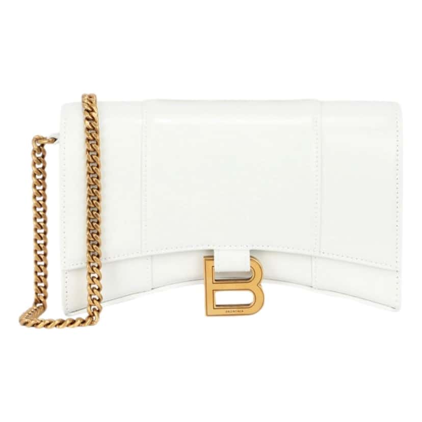 Balenciaga Balenciaga Hourglass White Smooth Calfskin Leather Wallet on Chain Crossbody Bag White Leather Never worn - Front View