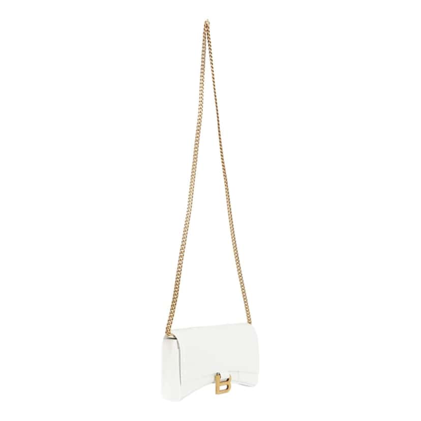 Balenciaga Balenciaga Hourglass White Smooth Calfskin Leather Wallet on Chain Crossbody Bag White Leather Never worn - Model View