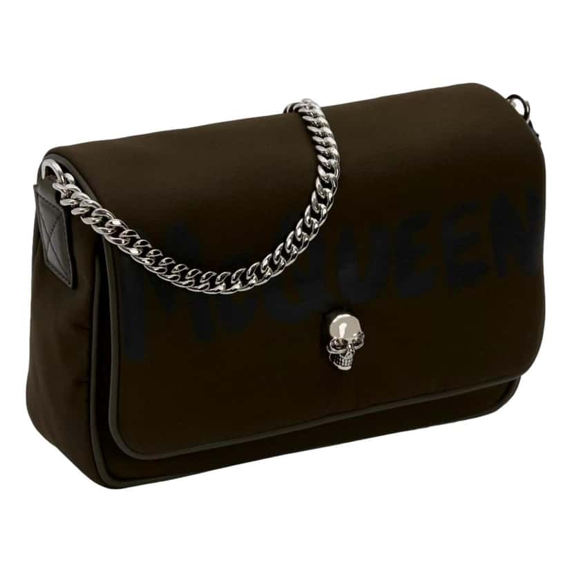 Alexander McQueen Alexander McQueen Army Green Nylon Graffiti Skull Shoulder Bag Green Never worn - Inside View