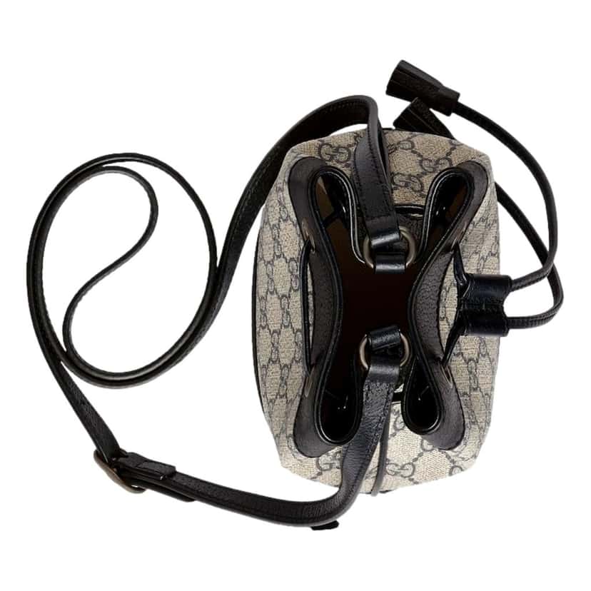 Gucci Gucci Ophidia Mini Beige And Blue GG Canvas Bucket Bag Blue Leather Never worn - Box View