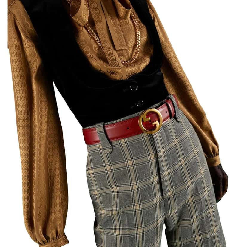 Gucci Gucci Blondie Leather Burgundy Gold Buckle Belt 105 Red Leather Never worn - Inside View