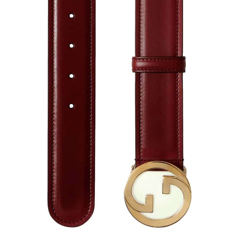 Gucci Gucci Blondie Leather Burgundy Gold Buckle Belt 110 Red Leather Never worn - Back View