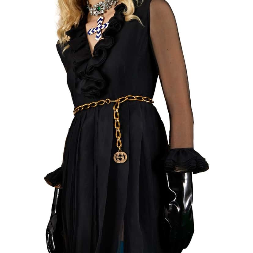 Gucci Gucci Antique Gold-Toned Metal Chain Waist Belt with Interlocking G Size 65 Gold Never worn - Inside View